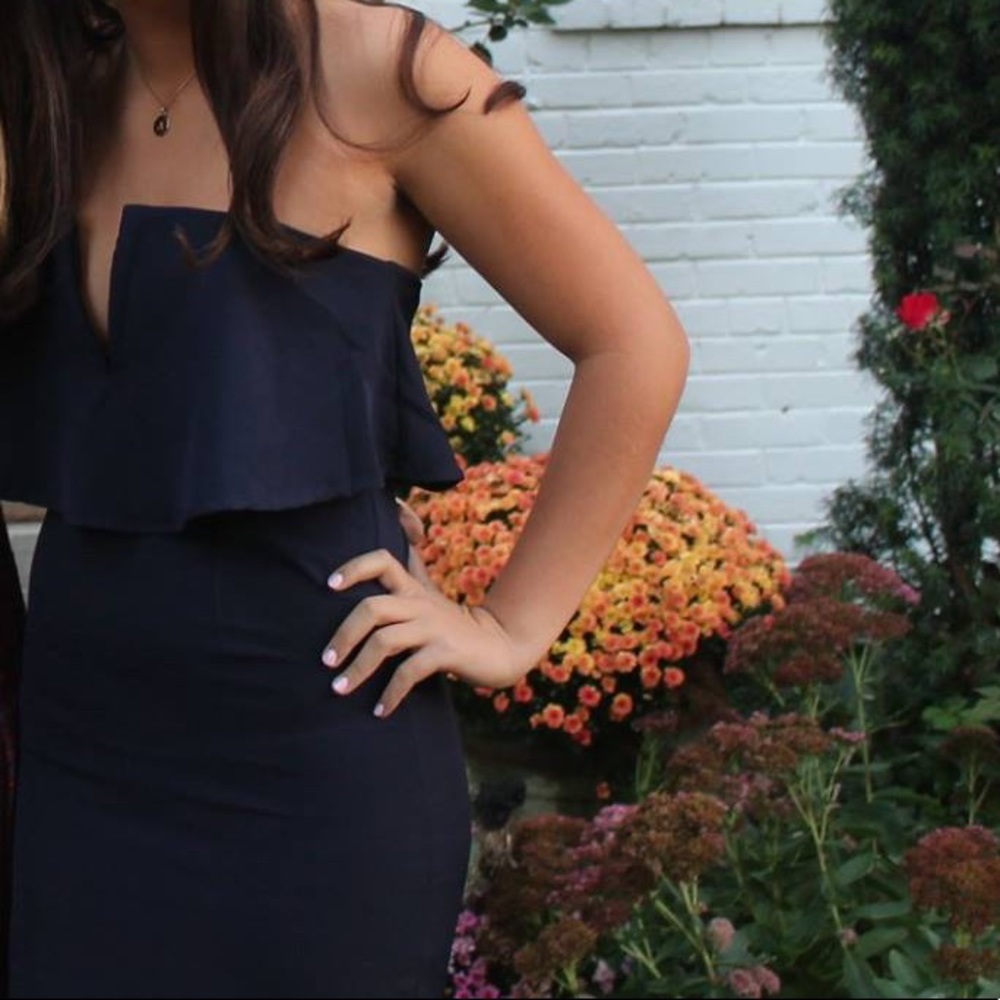 Strapless Navy Blue Mini Dress from Tobi